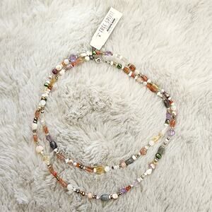 NEW Peyote Bird Multicolor Polished Agate Mixed Beaded Stone Necklace